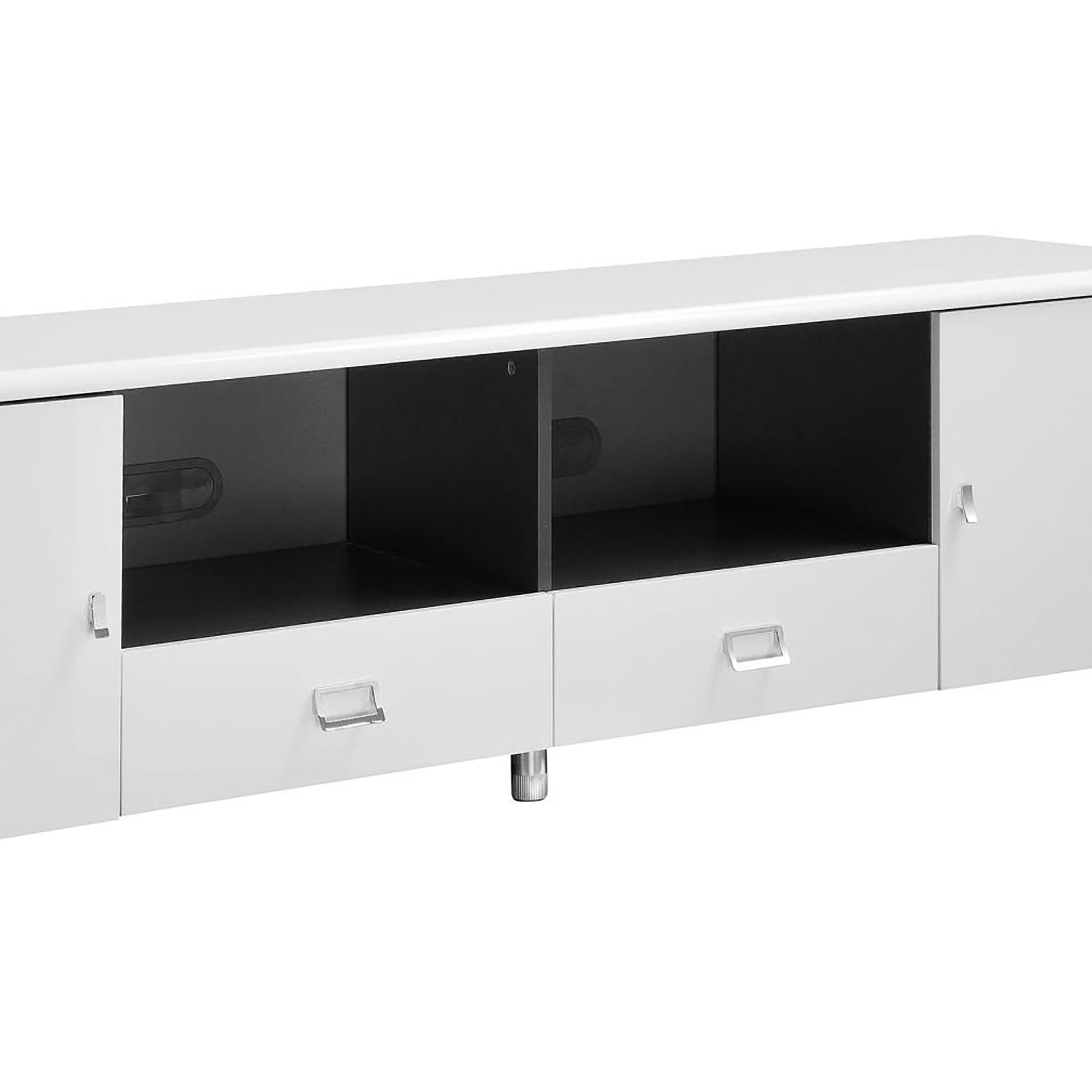 Glossy White And Grey 2 Drawer Tv Console White Primary Living Space 70 79 Inches 60 69 Inches Contemporary,Modern 60 Inches Wood