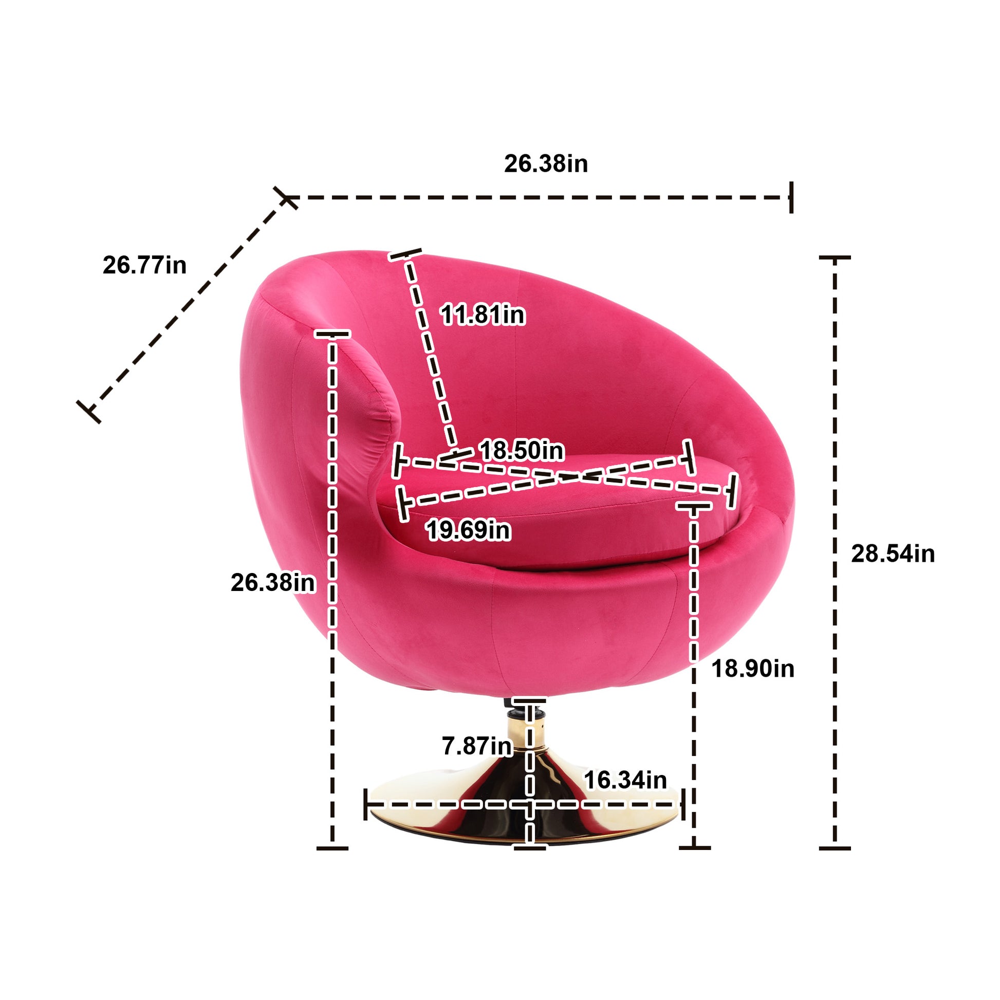 360 Degree Swivel Cuddle Barrel Accent Chairs, Round Armchairs With Wide Upholstered, Fluffy Fabric Chair For Living Room, Bedroom, Office, Waiting Rooms Rose Red Velvet