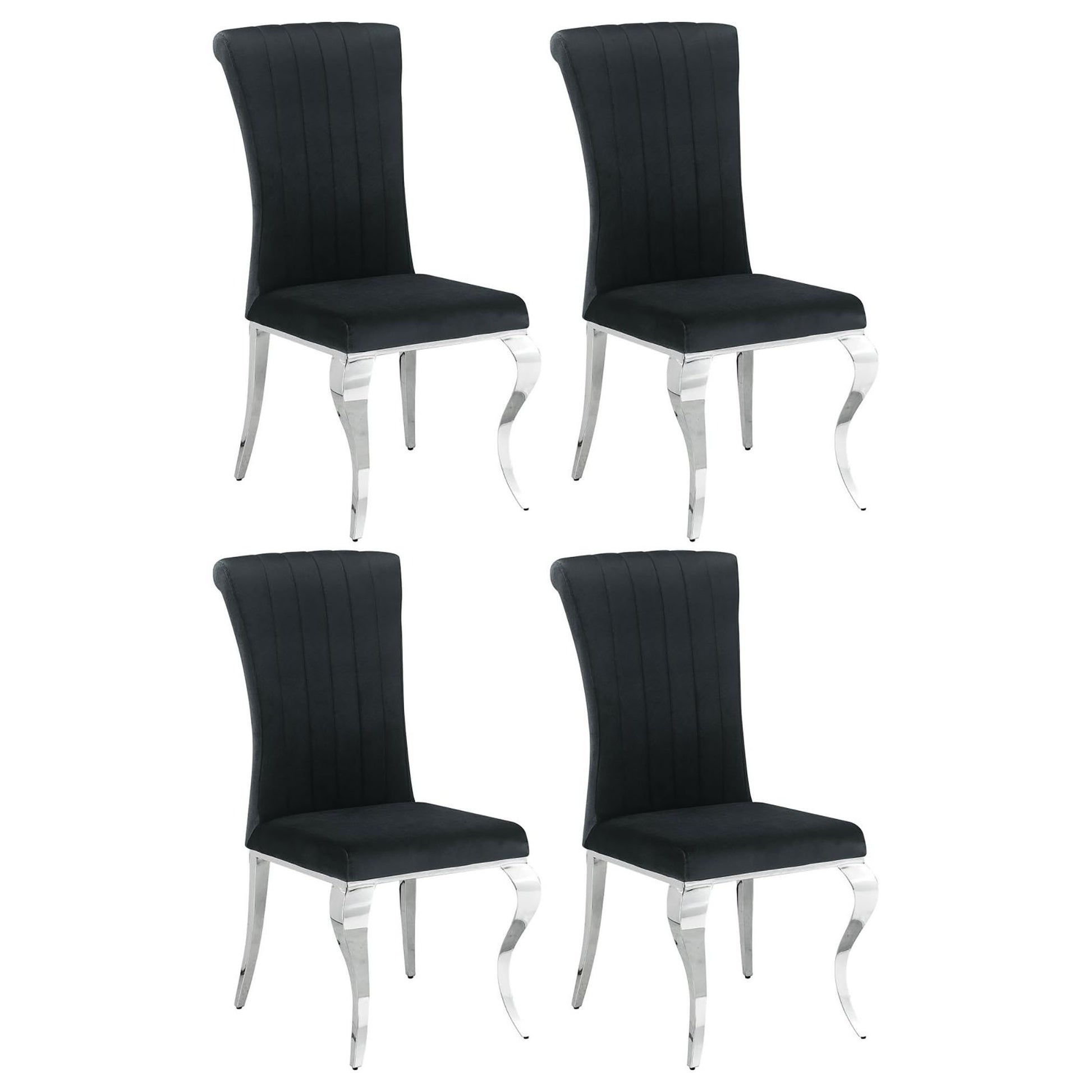 Black Upholstered Side Chairs Set Of 4 Solid Black Dining Room Contemporary,Modern Side Chair Solid Back Upholstered