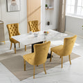 Nikki Collection Modern, High End Tufted Solid Wood Contemporary Velvet Upholstered Dining Chair With Golden Stainless Steel Plating Legs,Nailhead Trim,Set Of 2,Gold, Sw1601Gl Gold Dining Room American Design Dining Chairs Rubberwood Foam Velvet