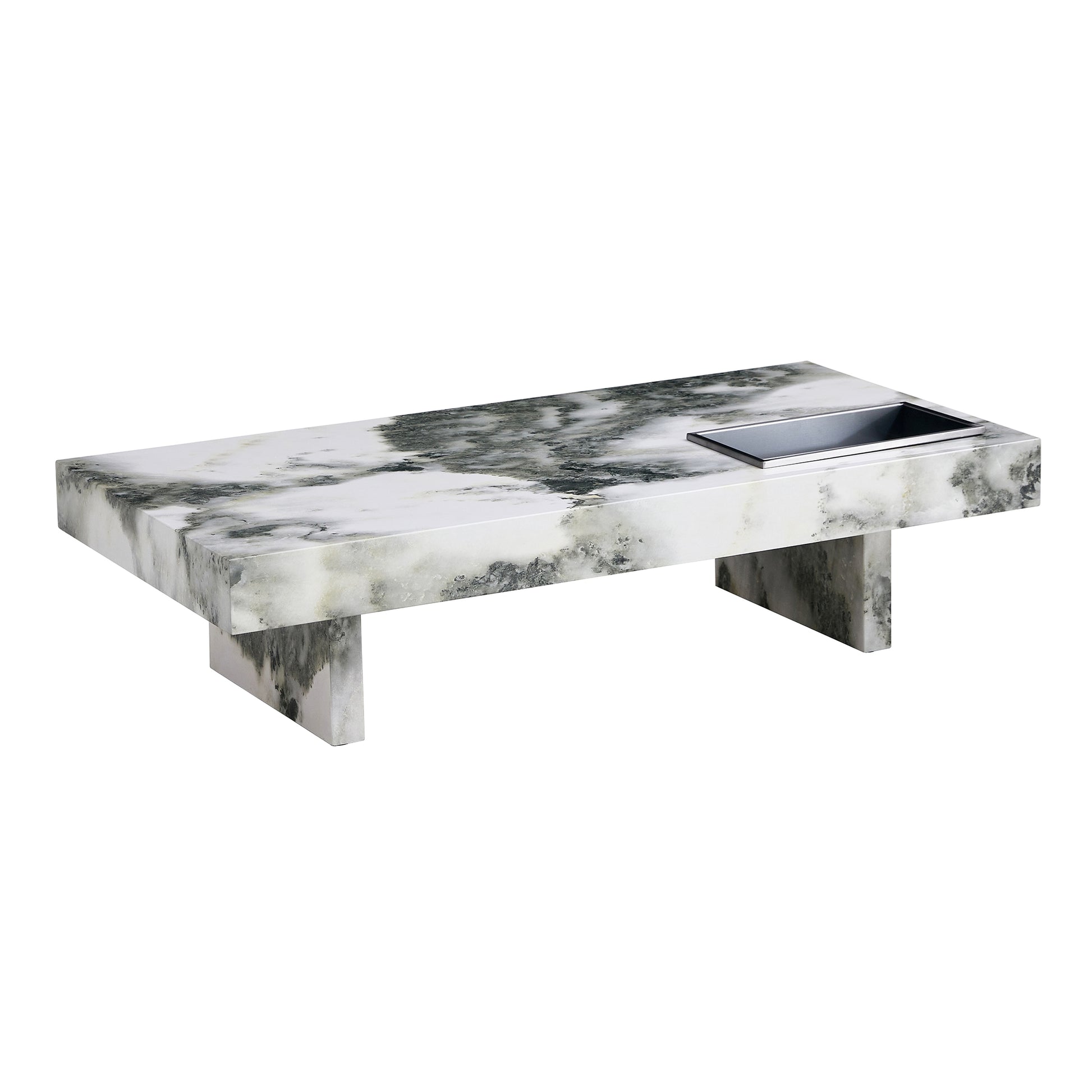 A Modern And Practical Coffee Table With Black And White Patterns. Made Of Mdf Material. The Fusion Of Elegance And Natural Fashion 47.2"* 23.6"* 12 " White Mdf