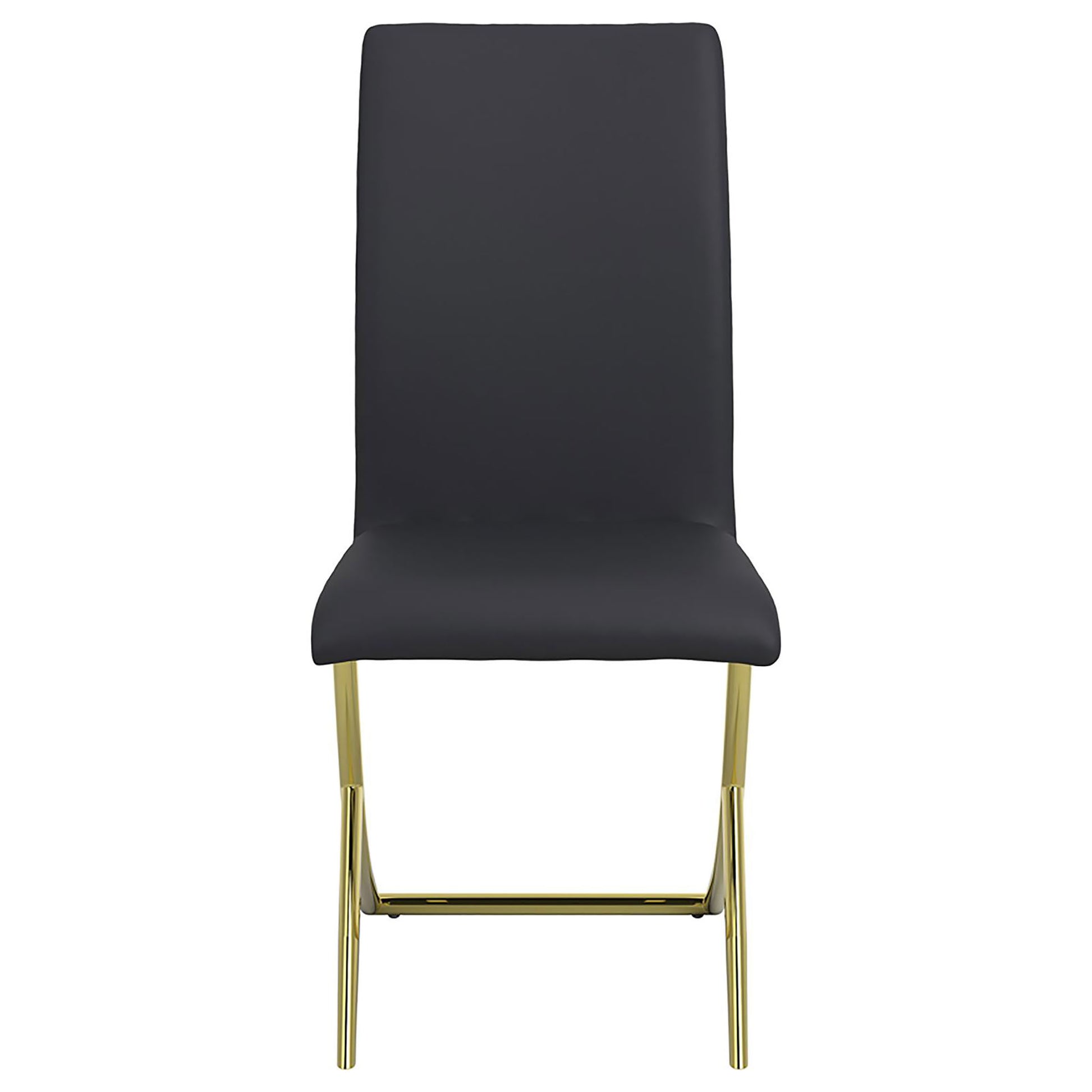 Black And Brass Dining Chairs Set Of 2 Polyurethane Solid Black Dining Room Rectangular Contemporary,Modern Side Chair Solid Back Upholstered