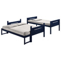 Blue Twin Full Bunk Bed With Built In Ladder Blue Bedroom Transitional Rubberwood Wood