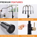 Touchless Kitchen Faucet,Hands Free Automatic Smart Kitchen Faucet Black Smart Kitchen Faucet Black Gold Kitchen Contemporary Ceramic Brass