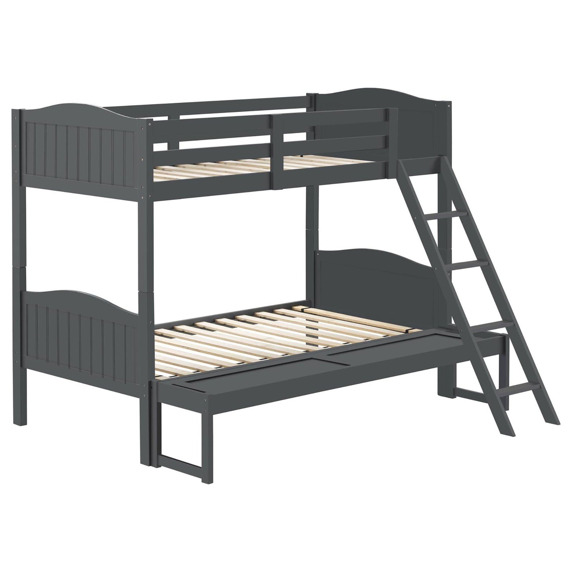 Grey Twin Full Bunk Bed With Arched Headboard Twin Grey Wood Gray Bedroom Transitional Rubberwood Bunk Wood