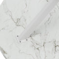 31.5'' Modern Cross Leg Round Dining Table, White Marble Top Occasional Table, Two Piece Removable Top, Matte Finish Iron Legs White Mdf Metal