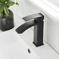 Black Bathroom Faucet, Brushed Black Faucet For Bathroom Sink, Black Single Hole Bathroom Faucet Modern Single Handle Vanity Basin Faucet Bathroom Joystick Geometric One Black Side Sprayer Deck Mounted Cartridge Valve Single Hole Faucets Matte Black