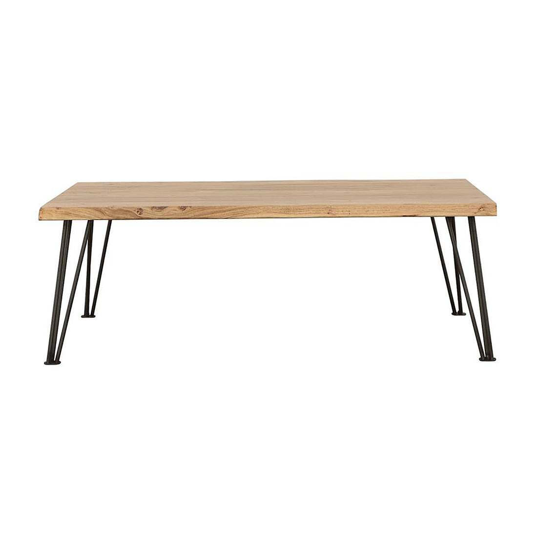 Natural And Matte Black Coffee Table With Hairpin Leg Brown Primary Living Space Farmhouse,Rustic Tabeltop Acacia Rectangular Coffee & End Tables Powder Coated Wood Hairpin