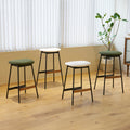 Modern Set Of 2 Bar Stools Comfortable & Stylish Counter Height And Bar Height Bar Stools,Soft Fabric Upholstered, Backless For Kitchen, Dining Room Bar Chairs Green Metal