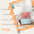 Qaba Toy Box With Lid, Toy Chest Storage Organizer For Bedroom With Safety Hinge, Cute Animal Design, Pink Pink Mdf