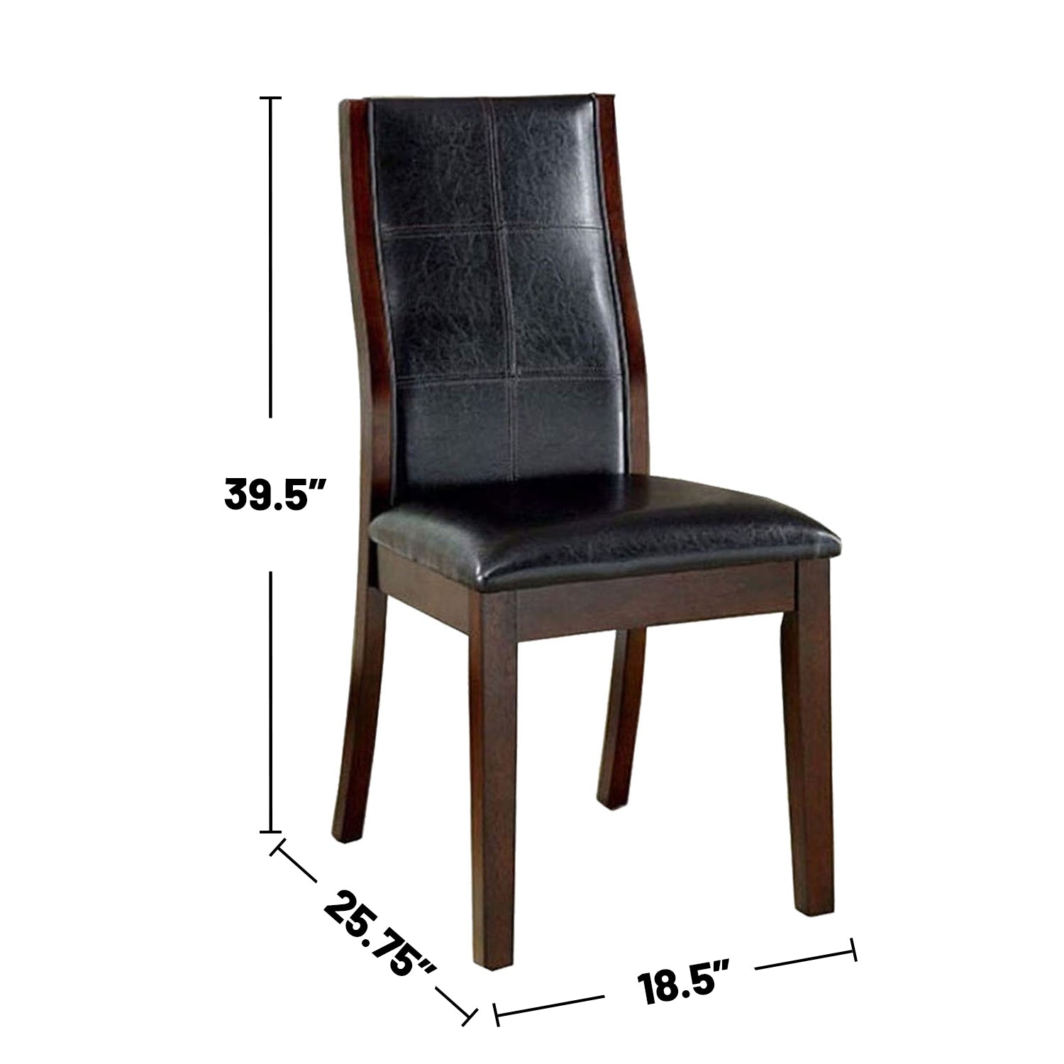 Set Of 2 Espressodining Chairs In Brown Cherry Finish Solid Espresso Dining Room Side Chair Faux Leather