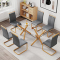 1 Table And 6 Chairs. Glass Dining Table With 0.39 