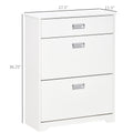 Homcom 3 Drawer Shoe Cabinet Modern Storage Rack With 2 Flip Doors Adjustable Shelf Freestanding Organizer For Hallway Holds 16 Pairs Shoe White White Mdf