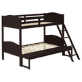 Espresso Twin Full Bunk Bed With Arched Headboard Twin Brown Wood Espresso Bedroom Transitional Rubberwood Bunk Wood