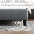 Queen Size Upholstered Platform Bed Frame With Headboard, Mattress Foundation, Wood Slat Support, Quiet, No Box Spring Needed, Easy To Assemble Light Grey Light Gray Wood