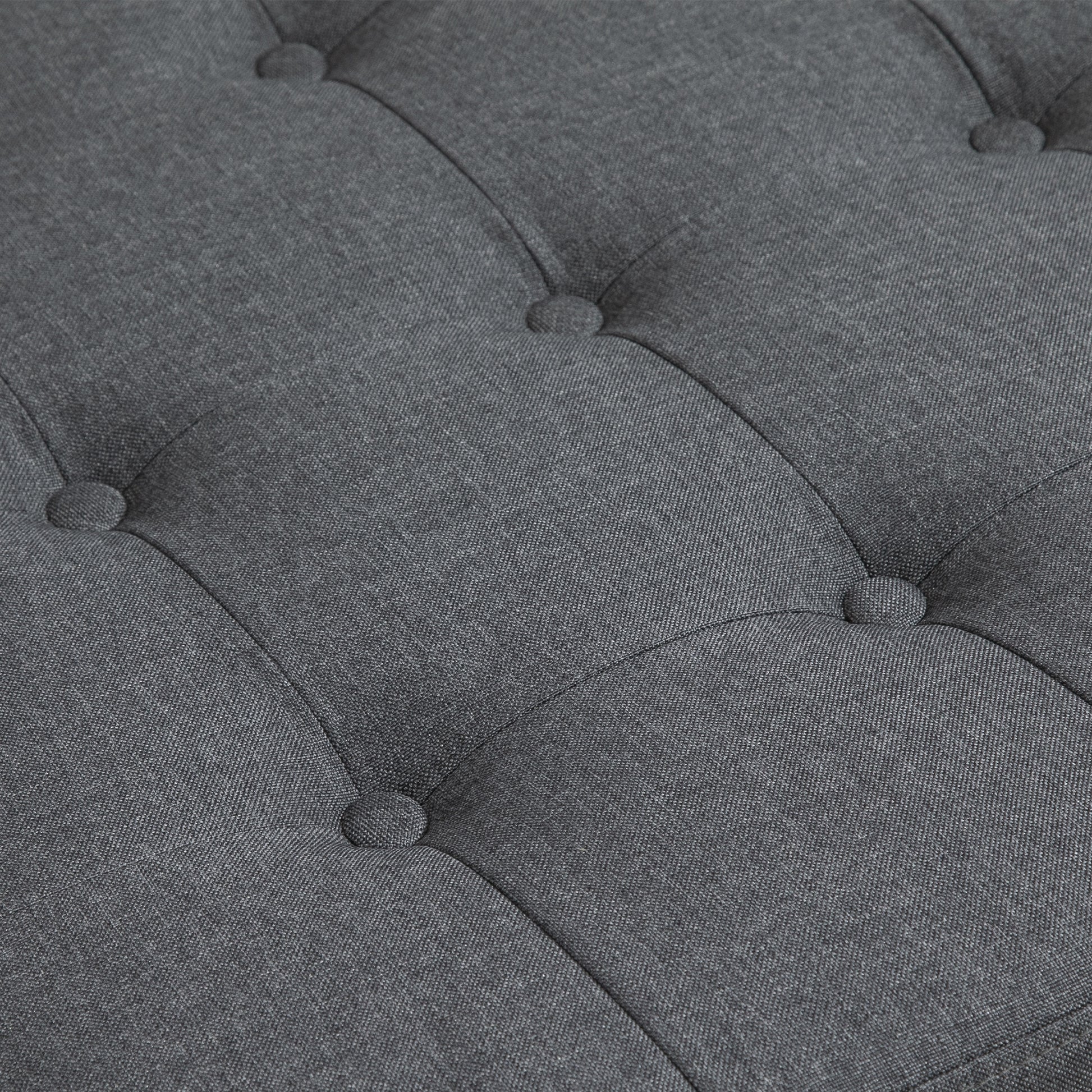 Homcom Fabric Tufted Storage Ottoman With Flip Top Seat Lid, Metal Hinge And Stable Eucalyptus Wood Frame For Living Room, Entryway, Or Bedroom, Grey Gray Plastic