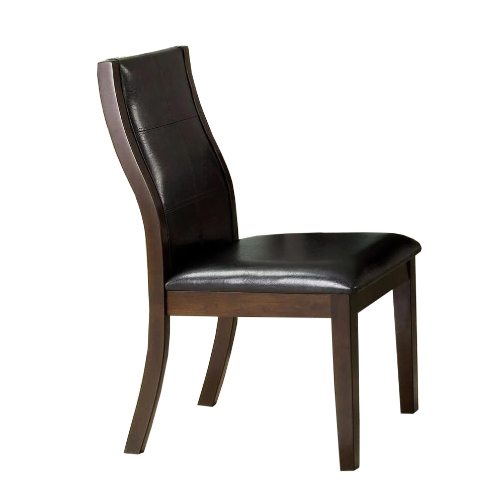 Set Of 2 Espressodining Chairs In Brown Cherry Finish Solid Espresso Dining Room Side Chair Faux Leather