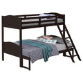 Espresso Twin Full Bunk Bed With Arched Headboard Twin Brown Wood Espresso Bedroom Transitional Rubberwood Bunk Wood