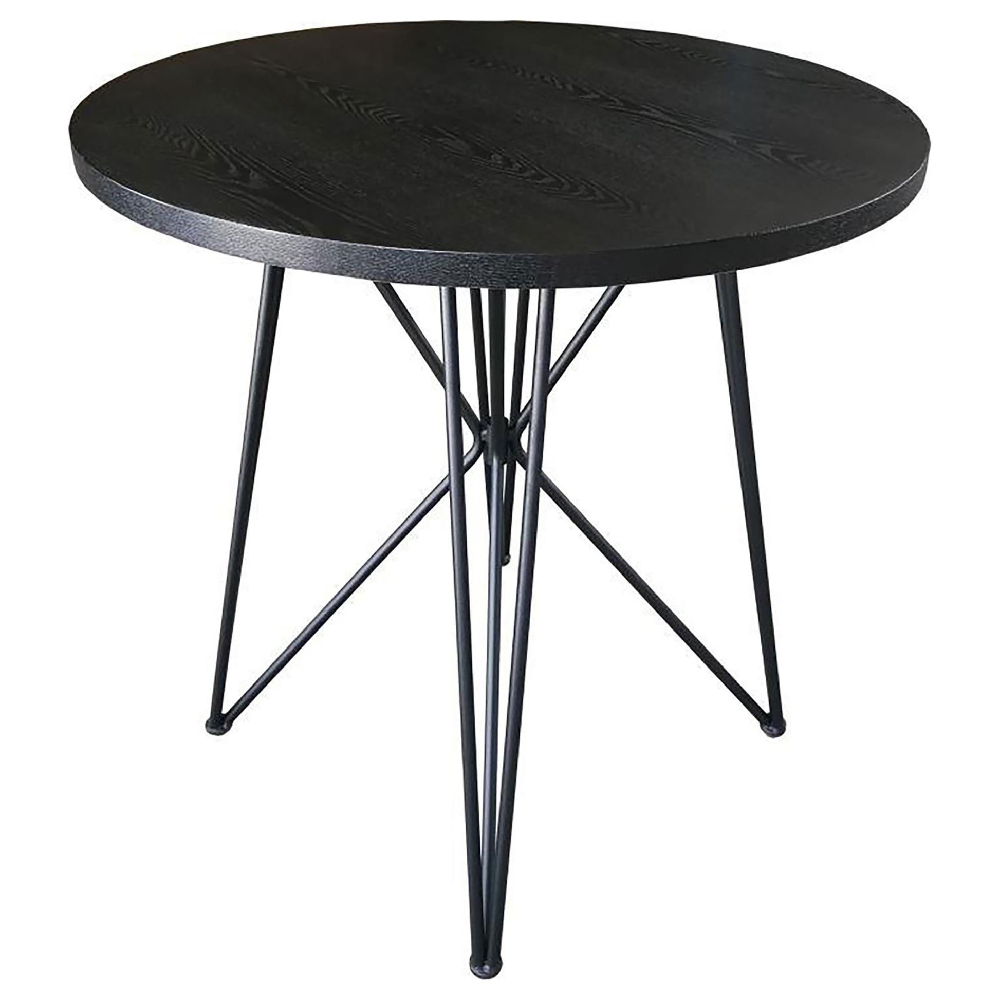 Black And Gunmetal Counter Height Table Black Seats 4 Dining Room Industrial Tabeltop Round Kitchen & Dining Tables Metal Hairpin