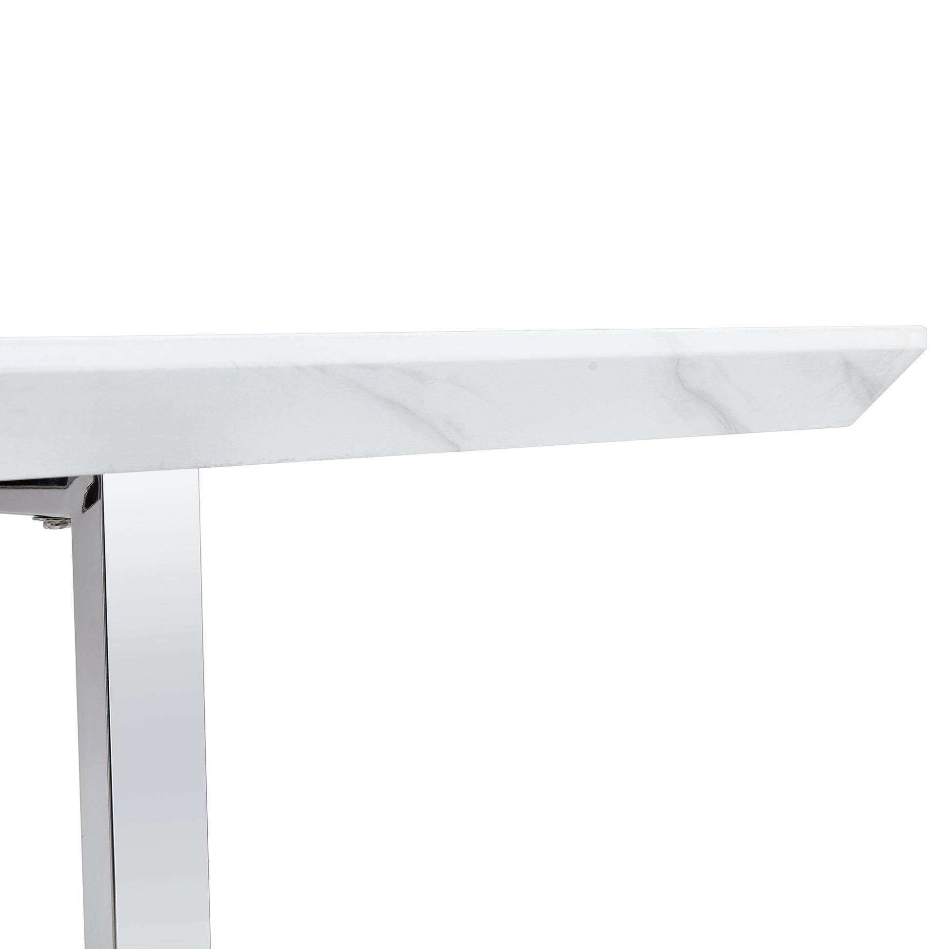 A Modern, Minimalist And Luxurious White Rectangular With A Patterned Dining Table. Mdf Table And Stainless Steel Frame. Game Table. Used For Restaurants And Living Rooms 78.7"*39.3"*30" White Mdf