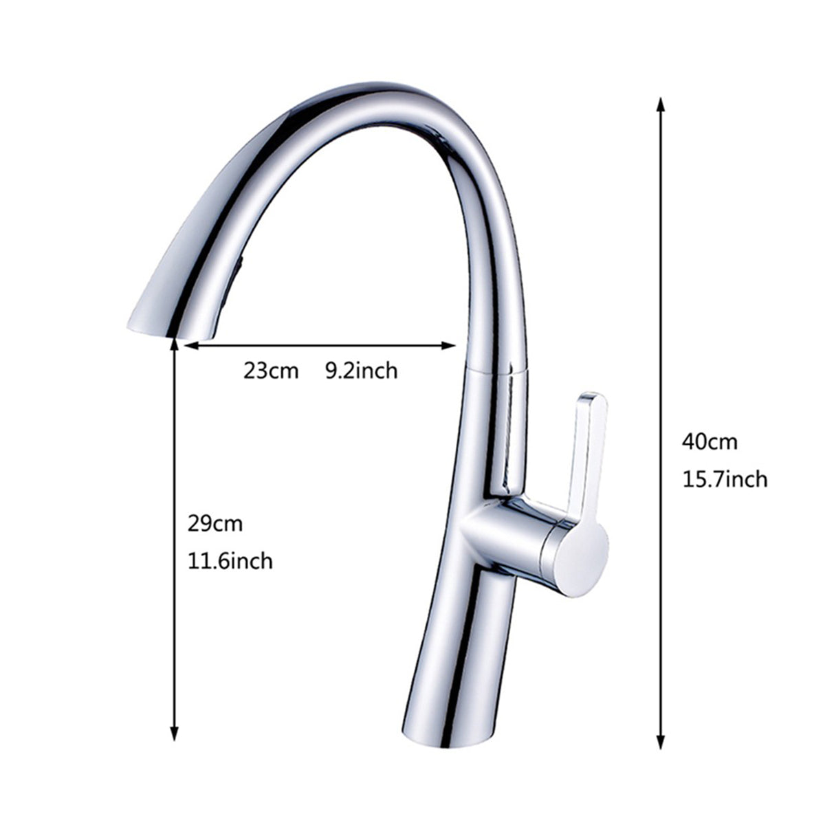 Commercial Kitchen Faucet With Pull Out Sprayer, Single Handle Single Lever Kitchen Sink Faucet Chrome Kitchen Contemporary Ceramic Brass