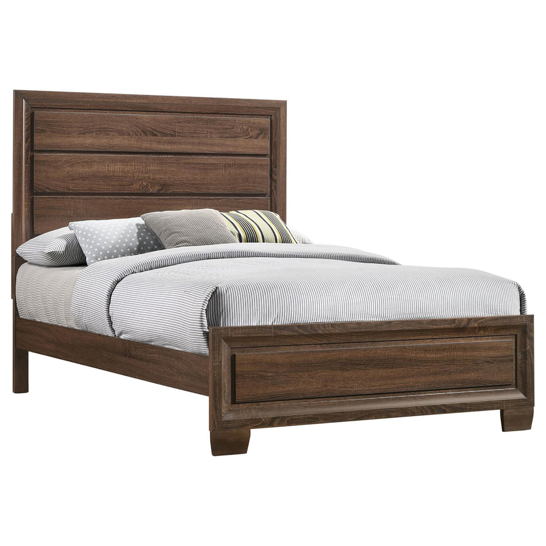 Medium Warm Brown Full Panel Bed Box Spring Required Full Brown Wood Brown Bedroom Transitional Rubberwood Kids Wood