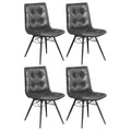 Charcoal And Gunmetal Tufted Back Dining Chairs Set Of 4 Polyurethane Black Dining Room Industrial Side Chair Tufted Back Upholstered