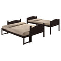 Espresso Twin Full Bunk Bed With Arched Headboard Twin Brown Wood Espresso Bedroom Transitional Rubberwood Bunk Wood
