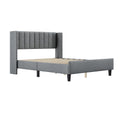 Queen Size Upholstered Platform Bed Frame With Headboard, Mattress Foundation, Wood Slat Support, Quiet, No Box Spring Needed, Easy To Assemble Light Grey Light Gray Wood