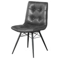 Charcoal And Gunmetal Tufted Back Dining Chairs Set Of 4 Polyurethane Black Dining Room Industrial Side Chair Tufted Back Upholstered