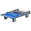 Dolly Cart Platform Truck 660Lbs Folding Foldable Push Cart Dolly Flatbed Dolly Metal With Wheels Hand Trucks Platform Truck Luggage Cart Heavy Duty Rolling Tool Cart Blue Steel