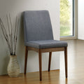 Set Of 2 Padded Fabric Dining Chairs In Natural Tone And Gray Solid Natural Grey Dining Room Dining Chairs Wood Fabric