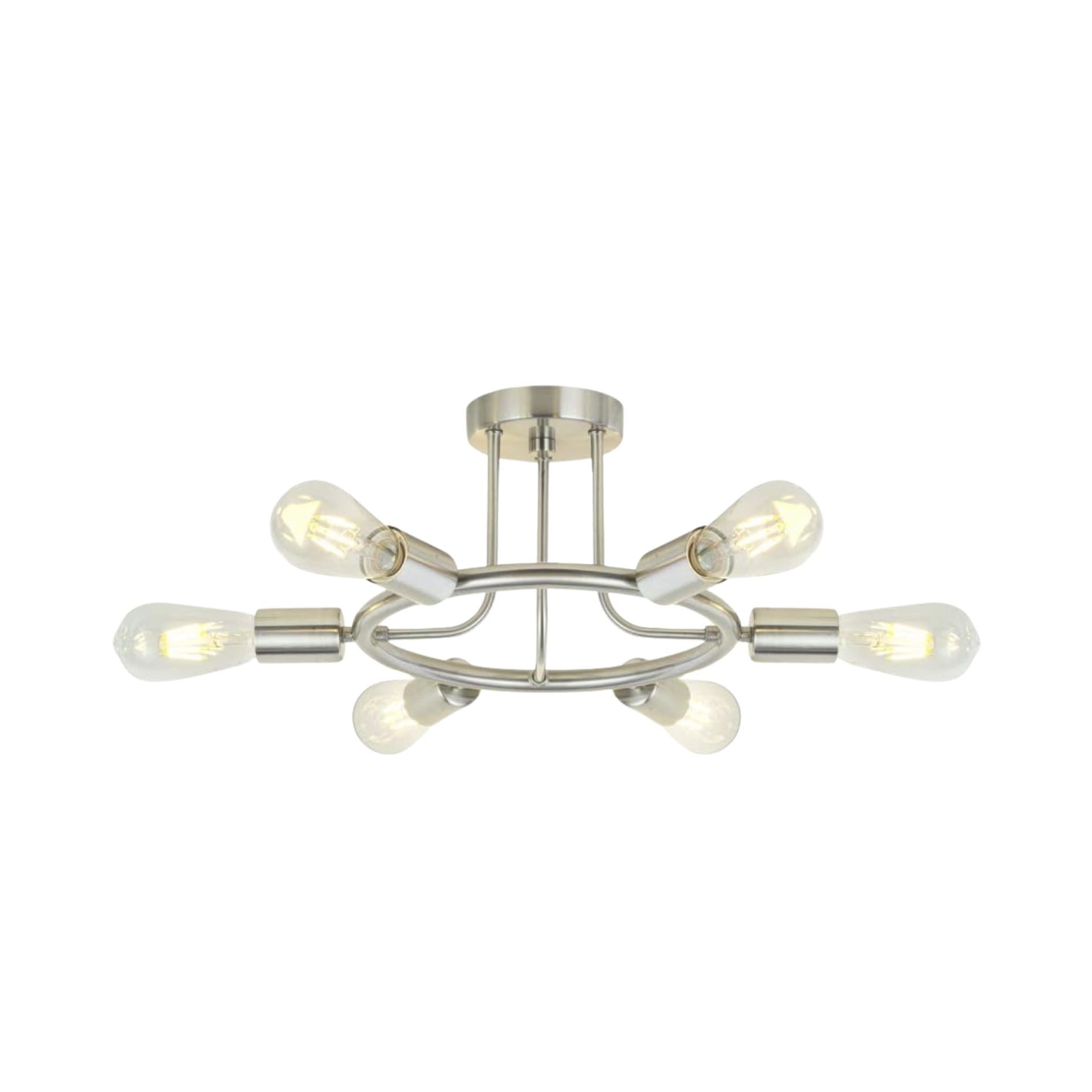 6 Light Modern Sputnik Lights Semi Flush Mount Ceiling Light Brushed Nickel Finished Brushed Nickel Metal