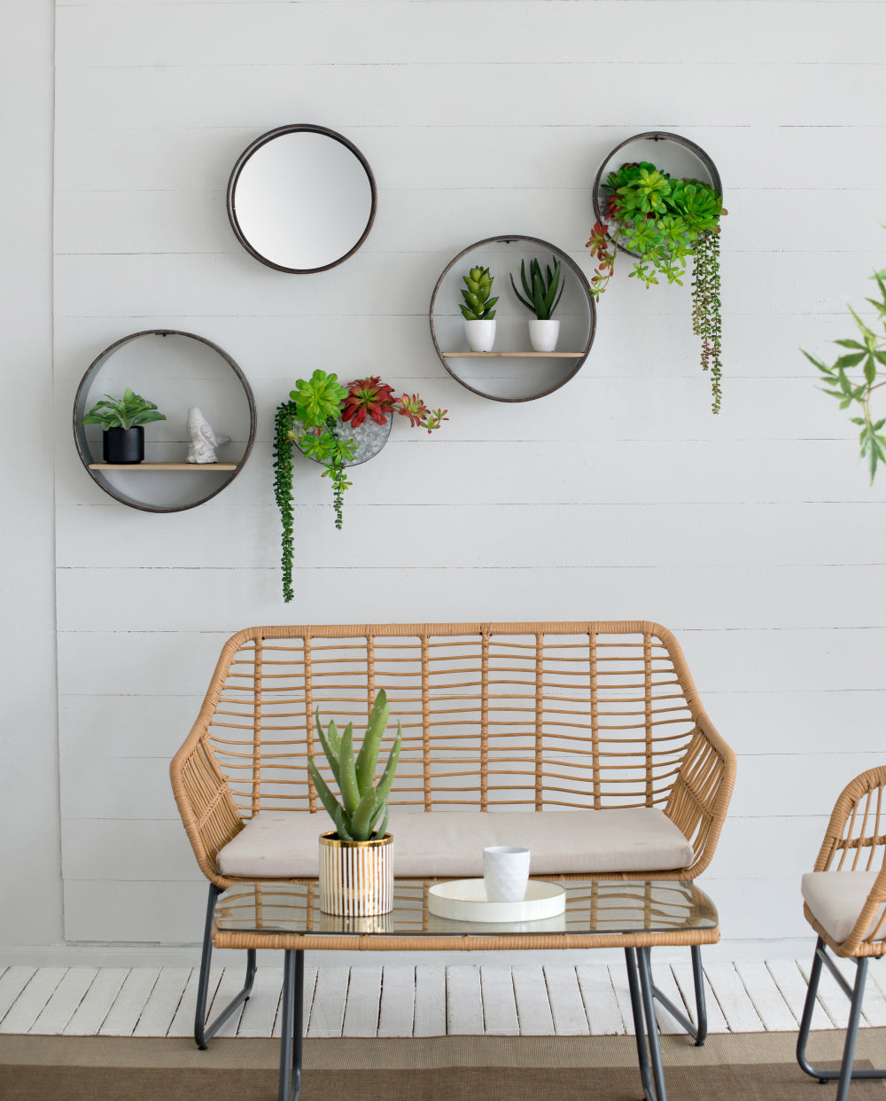 farmhouse indoor planter Farmhouse Round Metal Wall Planter (Set of 5)
