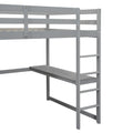 Wood Full Size Loft Bed With Built In Wardrobe, Desk, Storage Shelves And Drawers, Gray Box Spring Not Required Full Gray Wood Bedroom Bed Frame Solid Wood Mdf