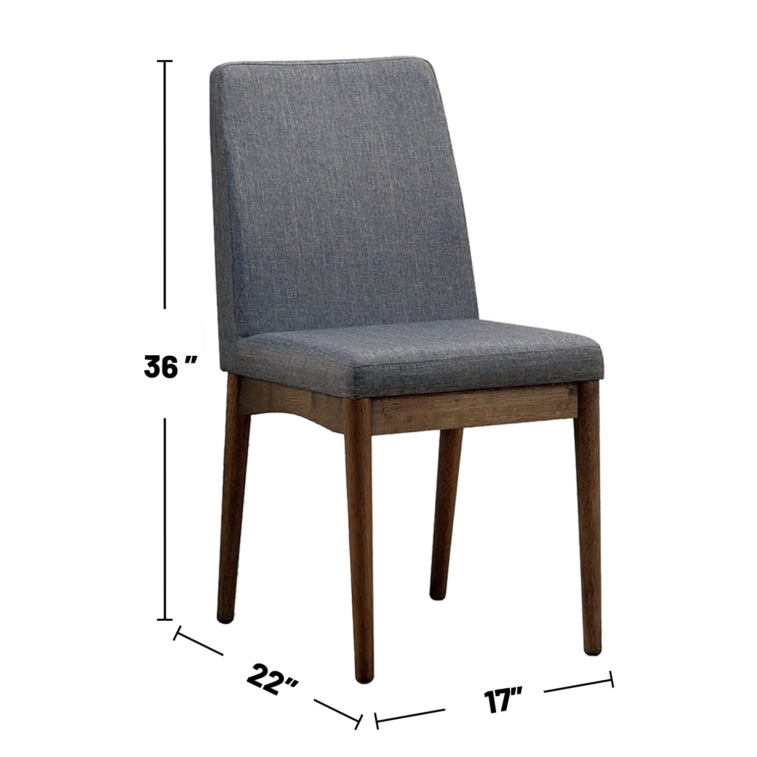 Set Of 2 Padded Fabric Dining Chairs In Natural Tone And Gray Solid Natural Grey Dining Room Dining Chairs Wood Fabric