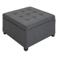 Homcom Fabric Tufted Storage Ottoman With Flip Top Seat Lid, Metal Hinge And Stable Eucalyptus Wood Frame For Living Room, Entryway, Or Bedroom, Grey Gray Plastic
