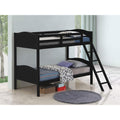 Black Twin Twin Bunk Bed With Arched Headboard Twin Black Wood Bedroom Transitional Rubberwood Bunk Wood