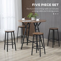 Homcom Industrial 5 Piece Bar Table And Chairs Set, Space Saving Dining Table With 4 Stools For Pub And Kitchen, Black & Brown Brown Particle Board