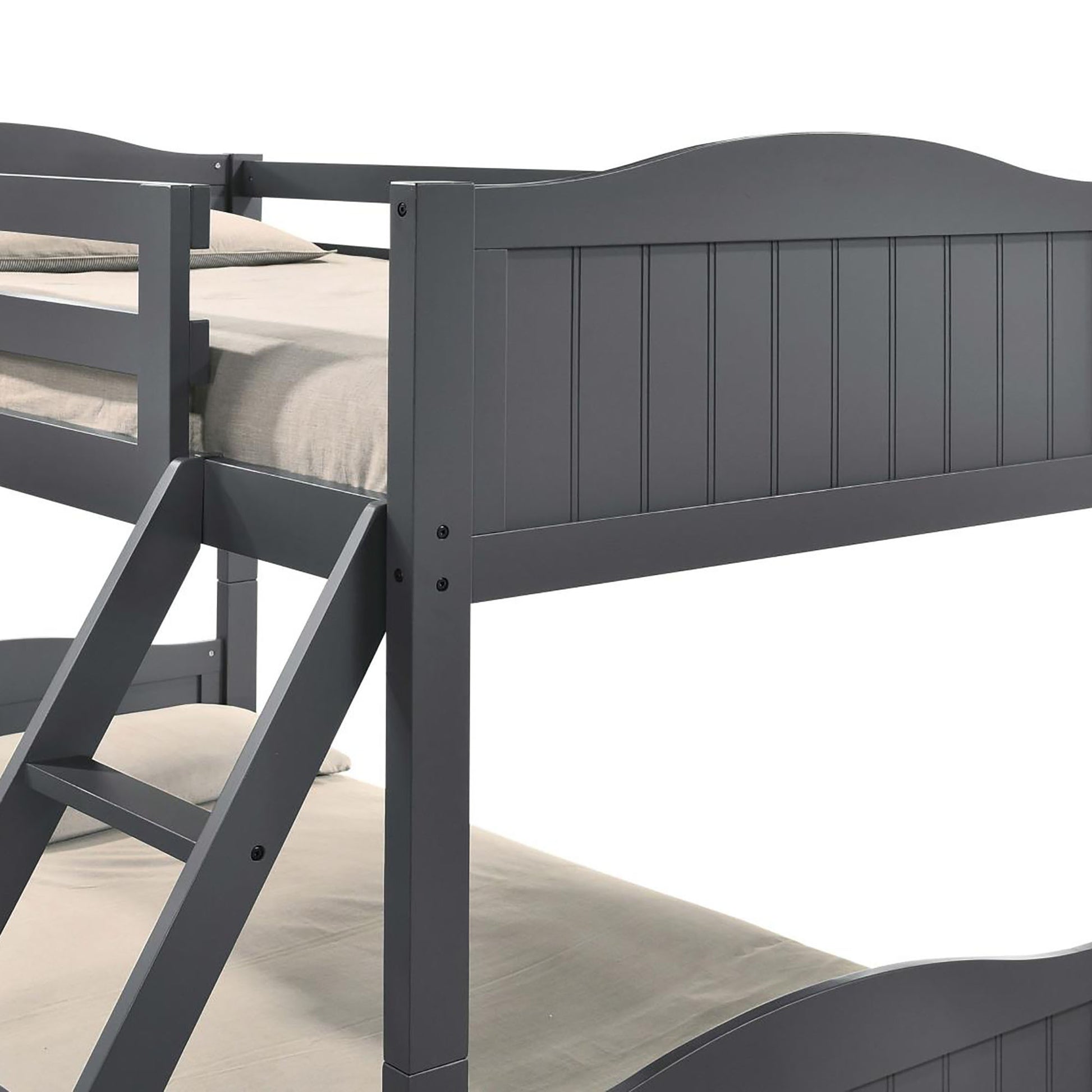 Grey Twin Full Bunk Bed With Arched Headboard Twin Grey Wood Gray Bedroom Transitional Rubberwood Bunk Wood