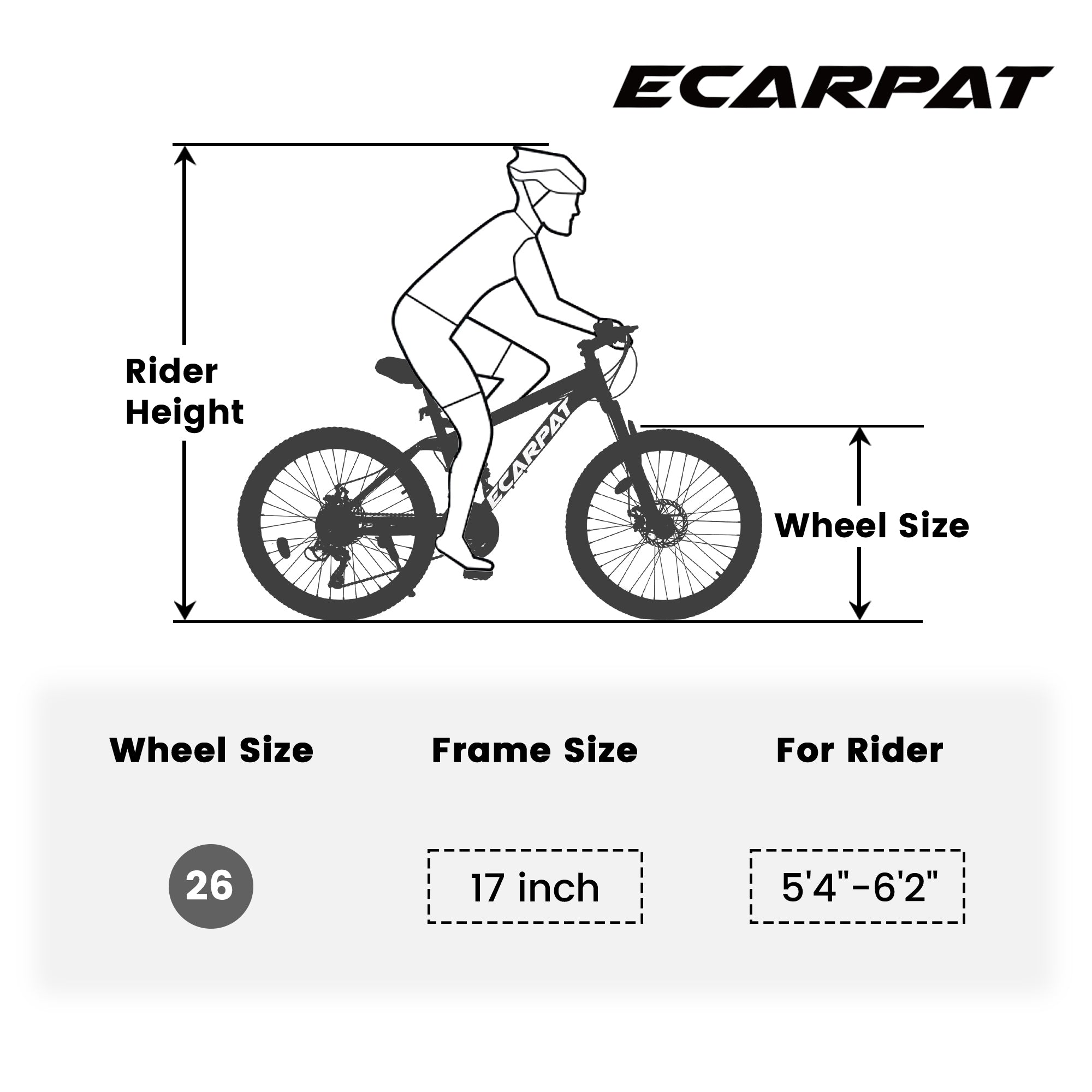 Ecarpat 26 Inch Fat Tires Mountain Bike 4 Inch Wide Wheel 21 Speed D