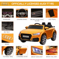Aosom 6V Kids Electric Ride On Car, Licensed Audi Tt Rs With Suspension System And Remote Control, Horn, 5 Songs, Lights, Mp3 Player Yellow Yellow Steel