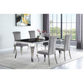 Grey Upholstered Side Chairs Set Of 4 Grey Dining Room Polished Rectangular Contemporary,Modern Side Chair Solid Back Upholstered