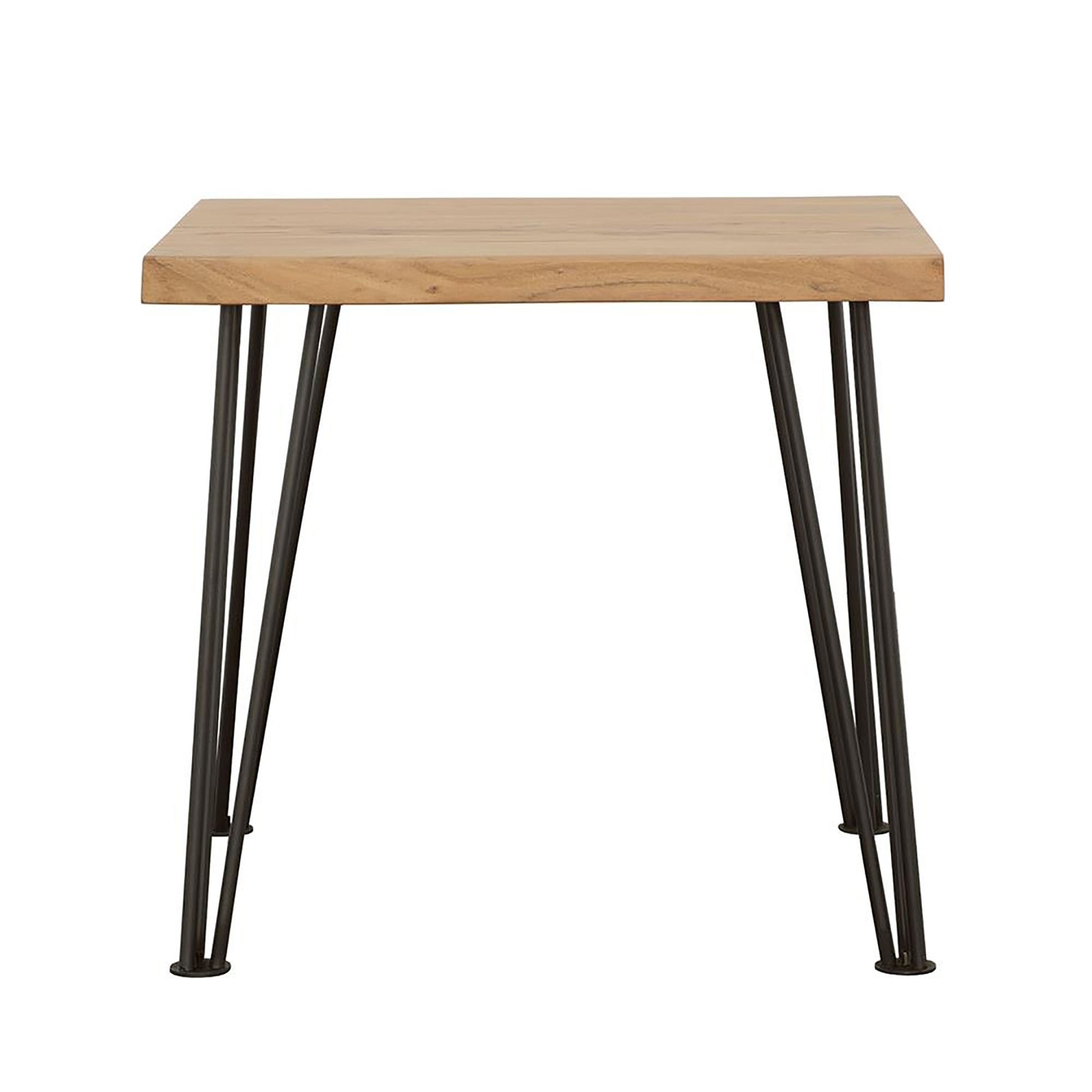 Natural And Matte Black End Table With Hairpin Leg Brown Primary Living Space Farmhouse,Rustic Tabeltop Acacia Square Coffee & End Tables Powder Coated Wood Hairpin