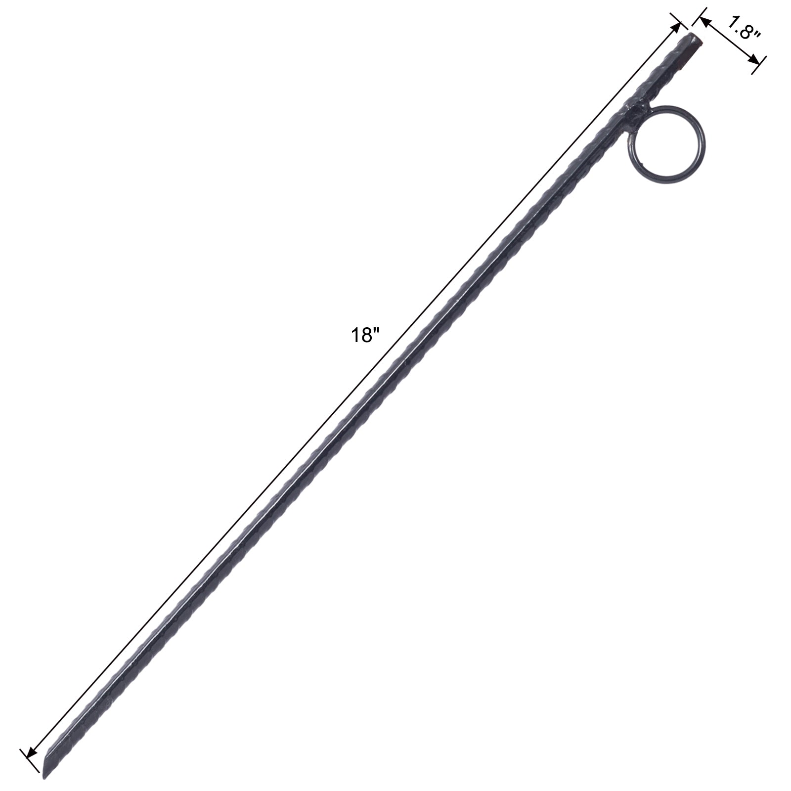 Rebar Stake With Loop 6Pcs Grip Rebar 3 8X 18 Inch Steel Durable Heavy Duty Tent Canopy Ground Stakes With Angled Ends And 1 Inch Loops For Campsites And Canopies Black Steel