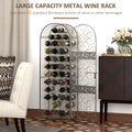 Homcom 45 Bottle Wrought Iron Wine Rack Jail With Lock Antique Bronze Bronze Iron