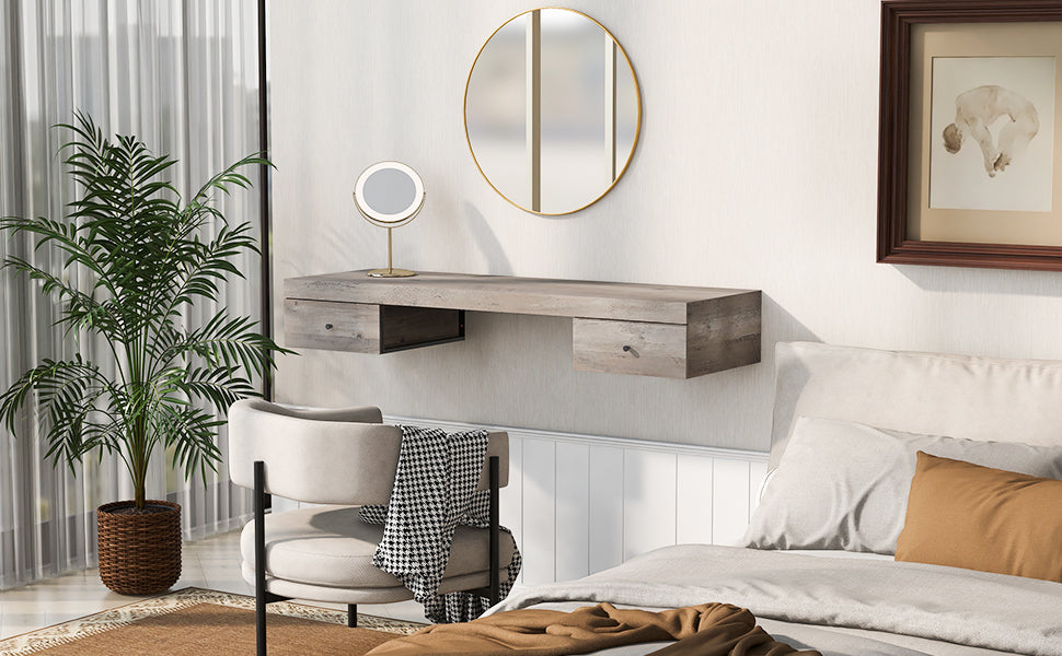 wall fitting dressing table Modern Black Makeup Vanity Set Mirrored Dressing Table with Jewelry Storage & Glass TopHomary