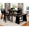 Set Of 2 Swivel Padded Counter Height Chairs In Black Finish Solid Black Dining Room Faux Leather