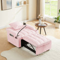 3 In 1 Sofa Bed, Convertible Sleeper Chair Sofa Bed Adjustable Pull Out Sleeper Chair Bed Multi Pockets Folding Sofa Bed For Living Room Bedroom Small Space Pink Pink Velvet 1 Seat