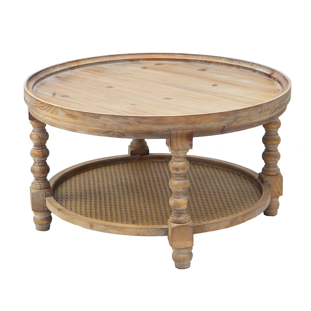 D29.7" x 16.5"Round 2 Tiered Side Tabel, Natural End brown-wood